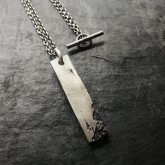 Weathered Silver Bar with Silver Chain