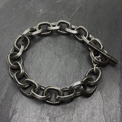 Ridge Link Chain Bracelet in Silver