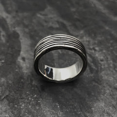 Threaded Ring in Oxidized Silver