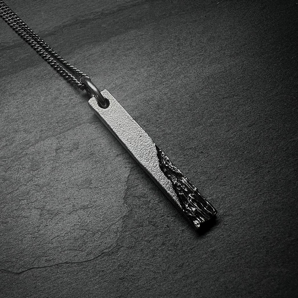 Stripped Bar Pendant in Silver