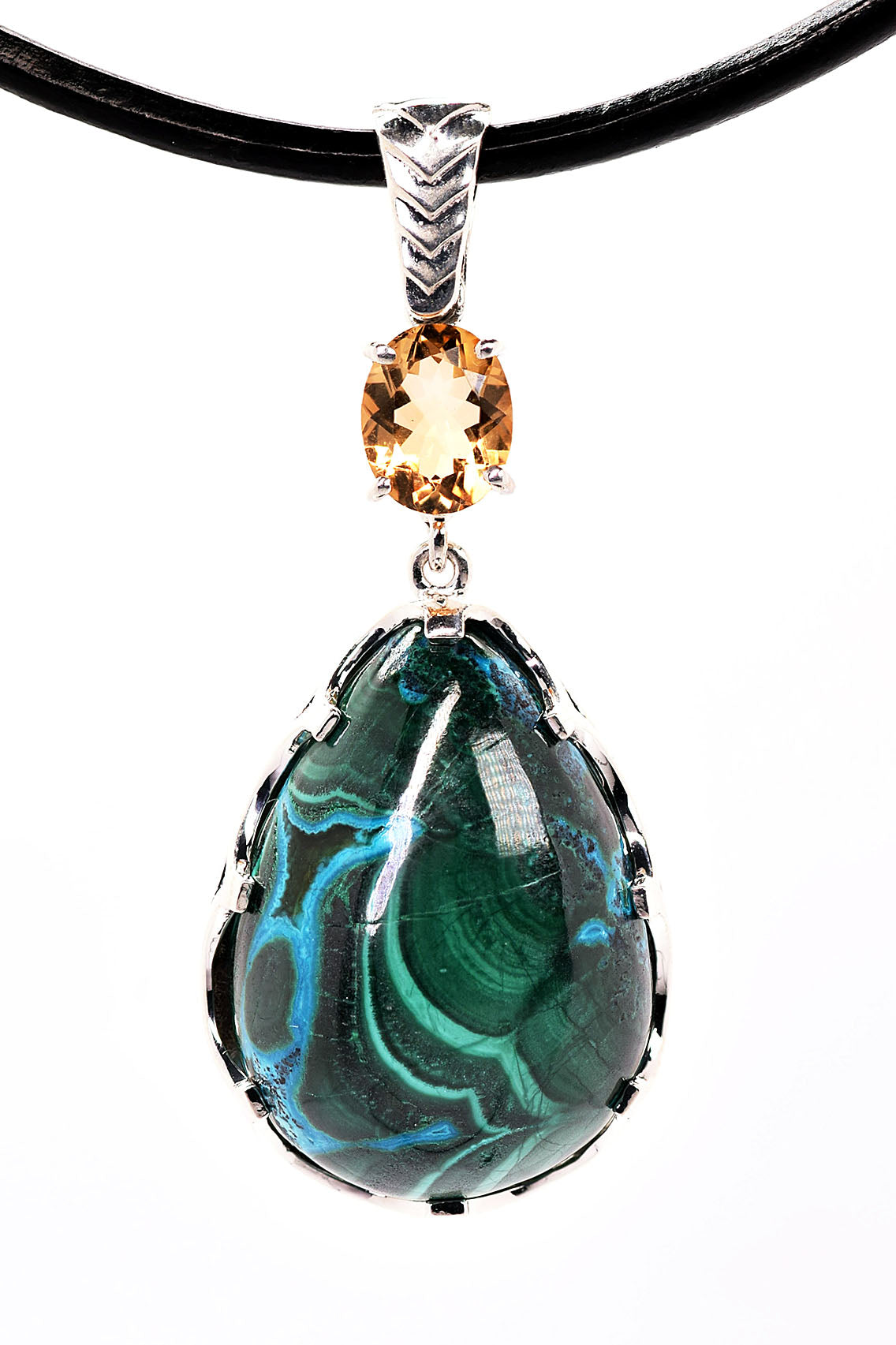 Sky Horse Originals Malachite and Citrine Pendant