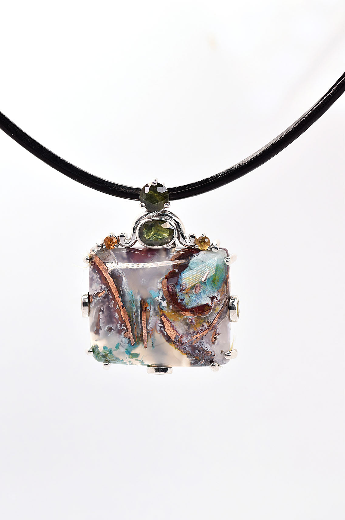 Sky Horse Originals Boulder Opal and Tourmaline Pendant